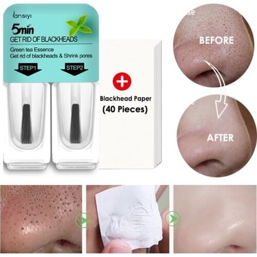 2 in 1 Tea Tree Blackhead Remover Serum Shrink Pores Essence Black Peeling Mask Oil-Control Face Sheet Mask Whitening Skin Care