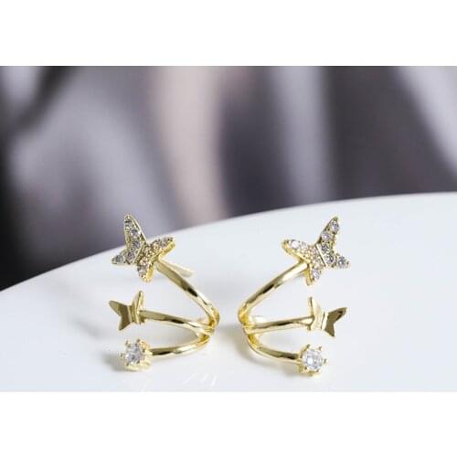 20201Korean Rhinestone Small Butterfly Shape Stud Earrings For Women Girl Exquisite One Ear Hole Jewelry Pendientes Brincos