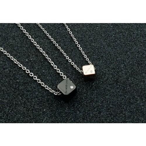 2021 Hot Sale Crystal from Swarovskis New Rubiks Cube Steel Necklace Luckyrs 2 Colors Fit Women and female with Man