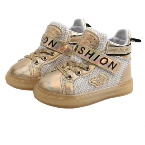 2021 New Luminous Flashing Shoes Children Toddler Leather Shoes Breathable Waterproof Kids Casual Sneakers