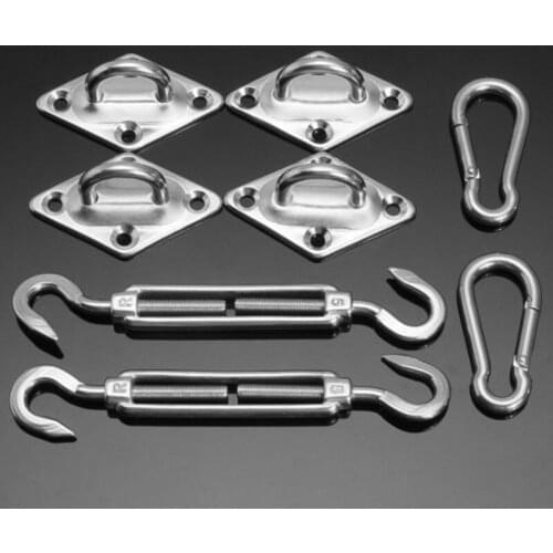 2018 Newest High Quality 8 Pieces Stainless Steel Sun Sail Shade Canopy Fixing Fittings Accessory Kit