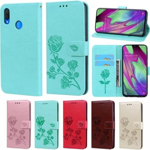 A40 Fashion Rose Flower Leather Flip Case For Samsung Galaxy A40 Funds Mobile Phone Cover For Samsung Galaxy A 40 Capa