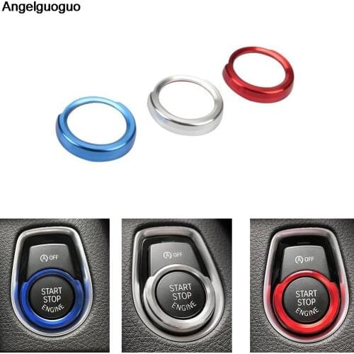 Angelguoguo Car start stop engine button knob cover / A key to start/engine start button sticker For BMW 1 2 3 GT3 4 X1 series
