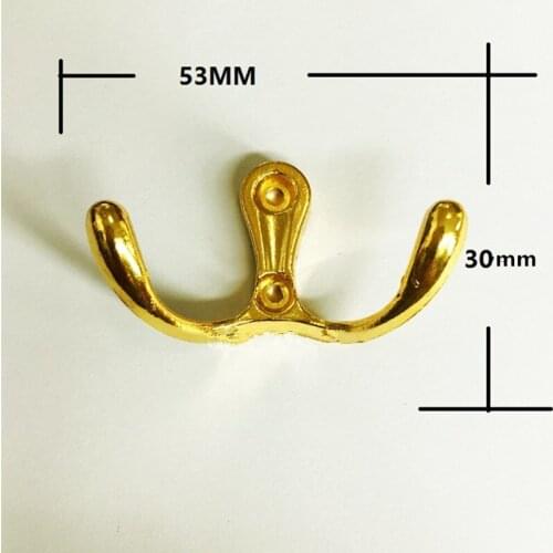 Antique Alloy Wall Door Bath Double Prong Coat Hook Hanger,Pot Hanger Hooks,Handbag Bag Hooks,2 Holes Hardware Yellow,10Pcs