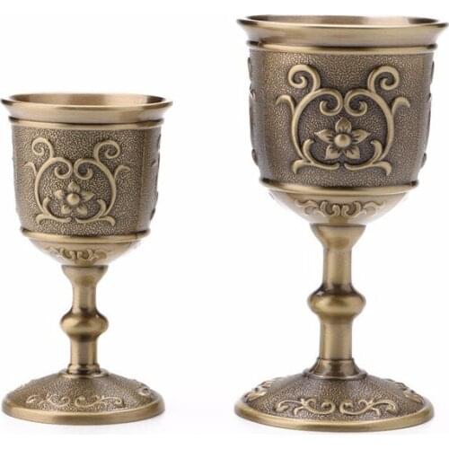 Archaize European practical cup, old hand made pure copper cup, water cup carving handicraft. A pair of more than one sale