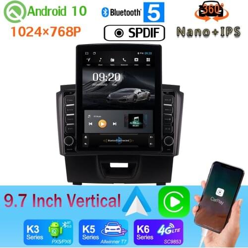 9.7" Vertical Tesla Android 10 Car Media Radio GPS PX6 4+64G For Isuzu D-max MUX Chevrolet Trailblazer Colorado LT S10 2015-2018