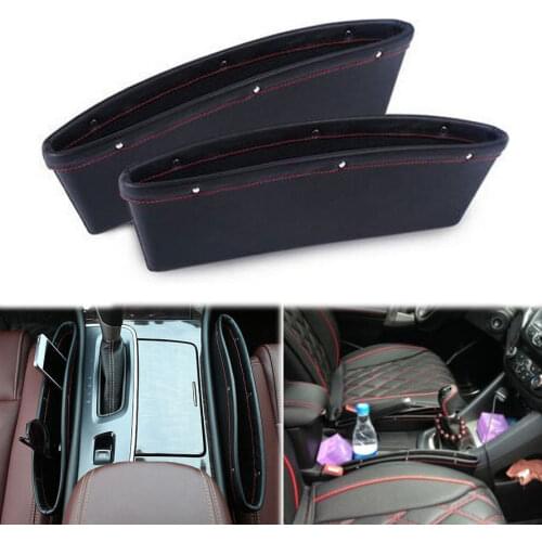 BBQ@FUKA 2pcs Leather Car Seat Slit Pocket Catch Catcher Storage Organizer Box Bins auto container box accessories