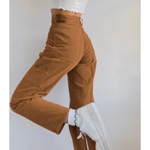Brown Y2k Sweatpants Khaki Corduroy Pants Women Fashion 2020 Vintage 90S Harajuku Long High Waist Straight Trousers Female New