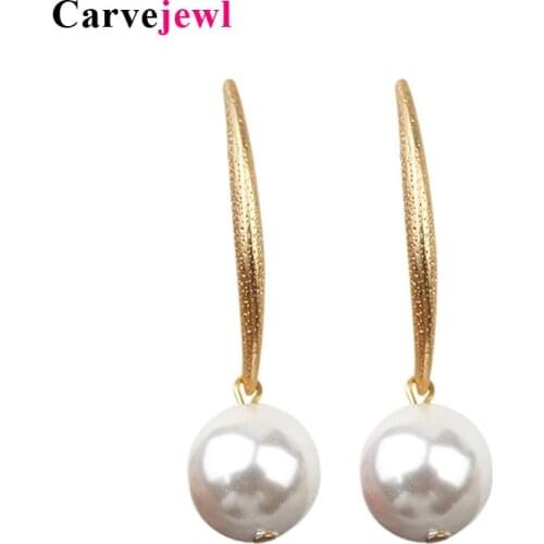 Carvejewl Korea Amazing design simulated pearl earrings Sweet jewelry 1 pair charming metal dangle earrings for women girl gift