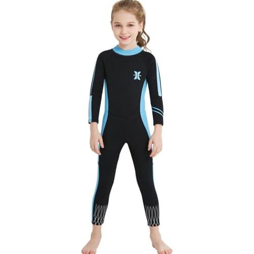 Kids Wetsuit Girls 2.5mm Neoprene Jumpsuit Full-Body Swimsuit Long Sleeve Snorkeling Dive Suit UPF50+UV Protection Swimwear