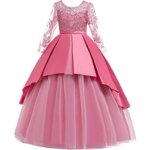 2021 Long Vestidos Kids Dresses For Girls Princess Dress Teenage Lace Dress Children Clothing White Green 4 6 8 10 13 14 Year