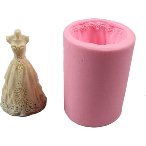 Wedding Dress Shape Handmade Soap Mold Fondant Baking Cake Decorating Tools Silicone Mould Chocolate DIY Baking For Wedding