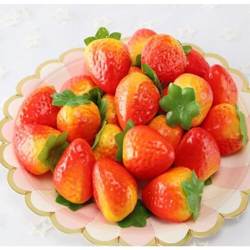 10pcs Artificial Fruits foam Simulation Strawberry Model for Simulation Fruit and Vegetable Props Auxiliary Fruit Decoration