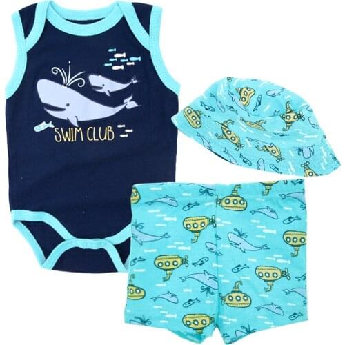 Kavkas 3 pcs 4 pcs Baby Boy Clothes Set Cool Animal Printed Summer Cotton Newborn Baby Romper Short Sleeve Infant Clothing