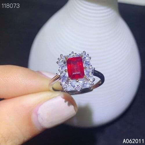 KJJEAXCMY fine jewelry natural Ruby 925 sterling silver elegant new adjustable gemstone women ring support test hot selling