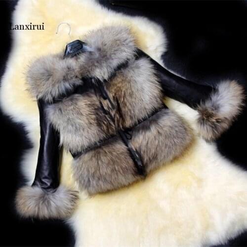 Autumn Winter Short Fur Jacket Coat Leisure Pu Leather Stitched Faux Fur Coat Ladies Temperament Overcoat