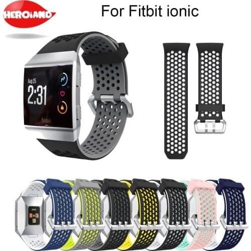Lightweight Ventilate Silicone Sport Watch Bands Bracelet for Fitbit Ionic Smart Watch Adjustable Replacement Bangle Accessory
