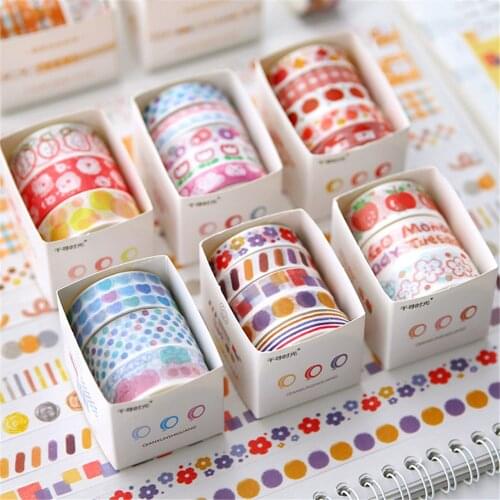 5pcs/lot Kawaii Washi Tape Ins Hand Account Paper Tape Base Solid Color Border Sticker Washi Tape Office Adhesive Tape