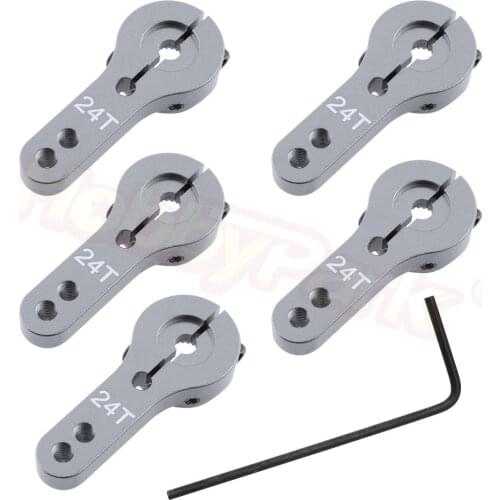 Hobbypark 5-Pack Metal 24T Aluminum Servo Horn M3 for Hitec Steering Arm RC Car Plane Parts