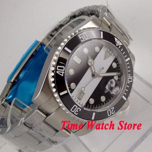 40mm Bliger mens watch sapphire glass black white dial super luminous ceramic bezel Automatic movement wrist watch men 102