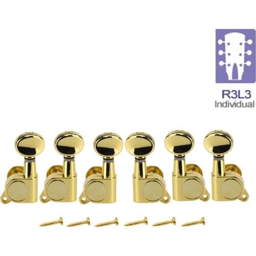 FLEOR Set of 3L3R Sealed Electric Guitar Tuning Pegs Gold Machine Head Tuners Gear Ratio 1:15