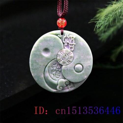 Jade Tai Chi Pendant Gemstone Fashion Charm Amulet Carved Necklace Gifts Accessories Chinese Natural Jewelry Women