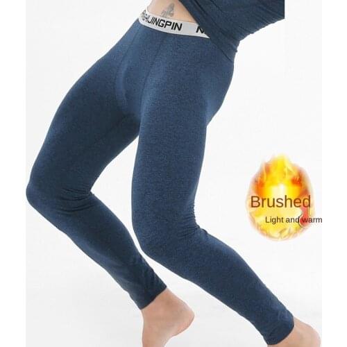 Fall Winter Men Heating Warm Pants Seamless Thin Fleece Warm Pants Three-Dimensional Cut Fleece Long Johns Winter Warm Bottoming