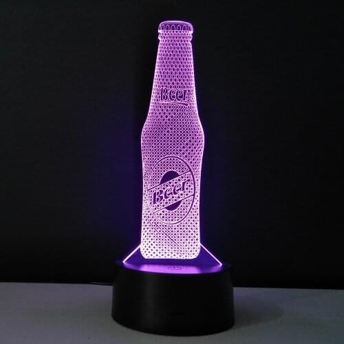 Beer Bottle Remote Control LED USB 3D Night Light 7 Colors Changing illusion Table Lamp Baby Sleeping Sensor light Drop Shipping