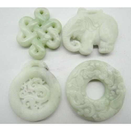 Wholesale Natural stone Chinese white black green stone hand-carved amulet pendant for diy Jewelry Making necklace Accessories
