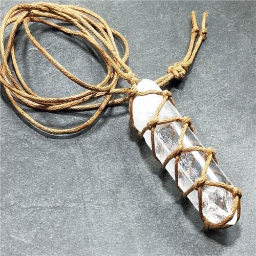 Pendant Necklace Quartz Crystal Pendant Natural White Crystal Craft Stone Lucky Amulet Healing Gemston Wand Reiki Hangings 2019