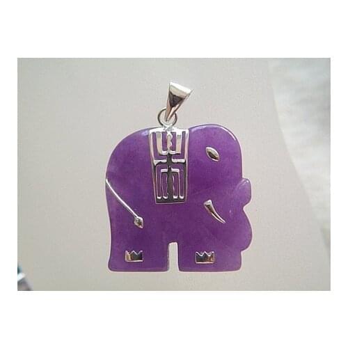 Lovely Lavender Jade Elephant Necklace Pendant