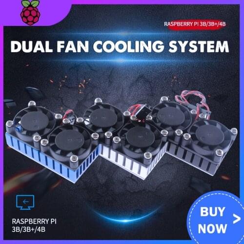 Raspberry Pi 3 Model B+ Dual Fan Cooling System Module Blue Slive Black Color With Heatsink For Pi3 B+ / NESPi Case