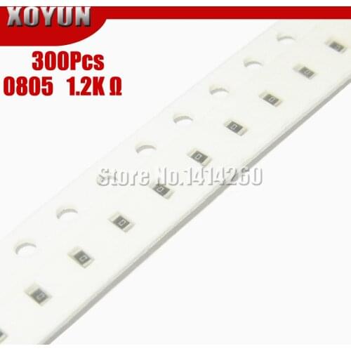 300PCS 0805 SMD Resistor 1% 1.2K ohm 1/8W 1K2 122