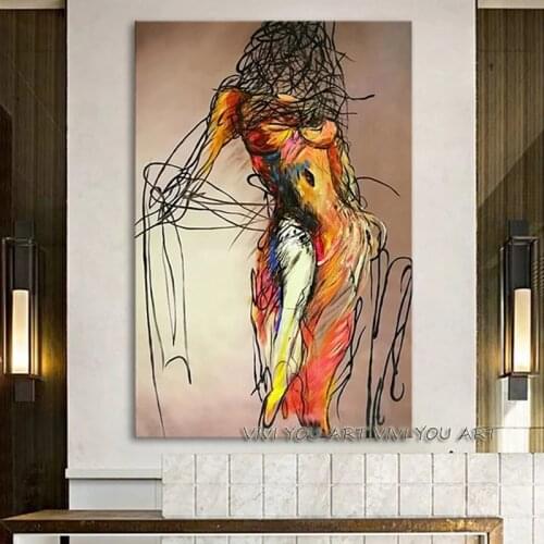 Hand Painted Oil Paintings on Canvas Wall Picture for Living Room Home Decor Abstract Figure Drawing Wall Art picture no frame
