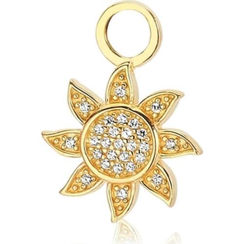 Valori Jewels Rising Sun, Zirconia White Gemstone, Gold Plated, Sterling Silver Earring Charm