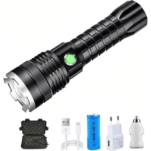 ZHIYU 3 Modes XHP50 LED Flashlight Super Bright Zoomable Lamp Waterproof Torch 26650 Battery USB Rechageable Lantern Flash Light