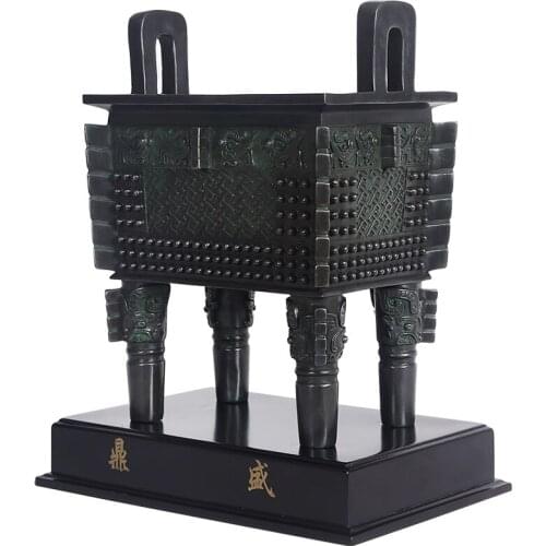 Pure Bronze Tripod Decoration Father E Bronze Ware Antique Green Bronze Tripod Home Office Decorations Company Opening-up