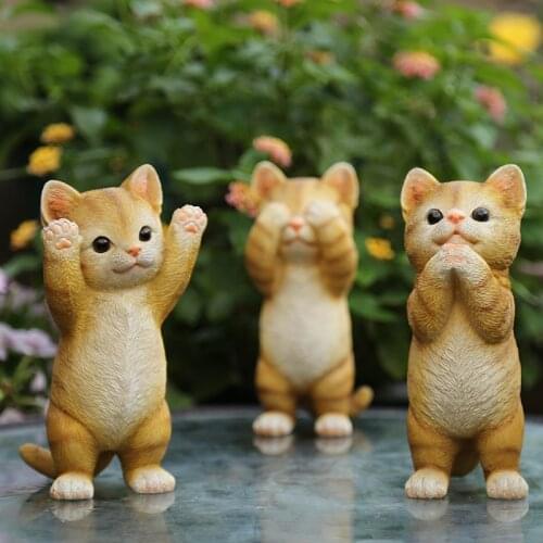 Outdoor Garden Ornaments Garden Cute Animal Kitten Resin cat Ornaments Garden Decoration Home Decoration Accessories Home Decor