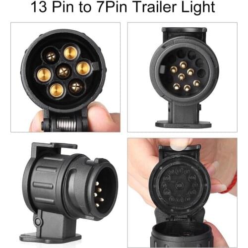 Waterproof 13 to 7 Pin Plug Trailer Truck Electric Adapter Towbar Towing Socket