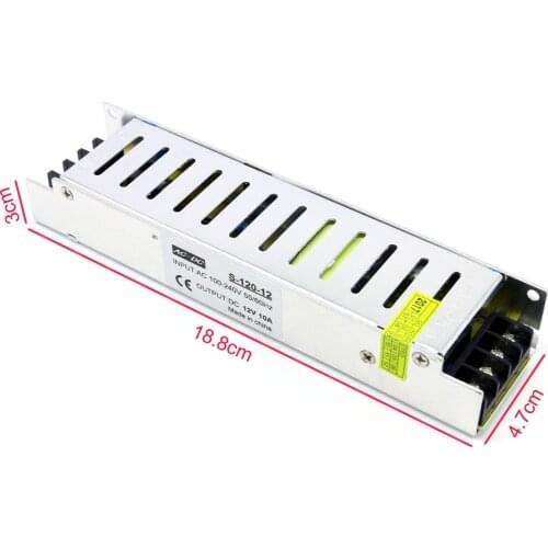 JOOLONPOR High Quality Metal Shell Power Supply DC 12V Adapter LED Driver Lighting Transformer Ac to Dc 12V 10A 120W Power