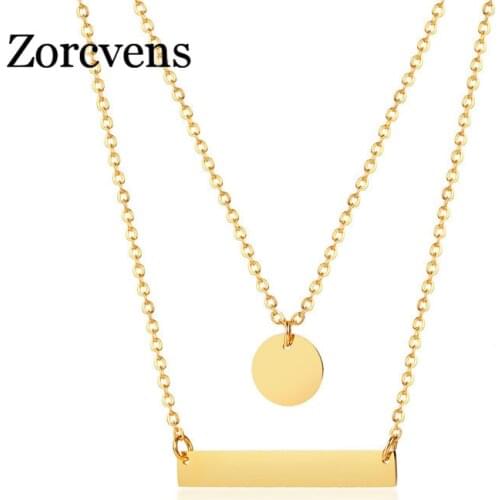 ZORCVENS Gold Color Stainless Steel Jewelry Trendy Female Layer Bar Choker Necklace for Woman