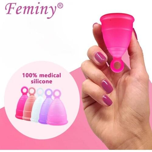 Feminy Medical Grade Silicone Menstrual Cup Period Cup Feminine Hygiene Reusable Foldable Lady Menstrual Collector for Woman
