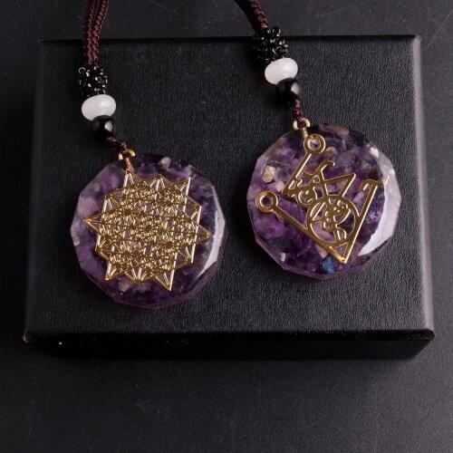 Women New Arrival Orgonite Energy Necklace Natural Amethysts Chakra Reiki Healing Pendulum Jewelry Making Necklaces Dropshipping