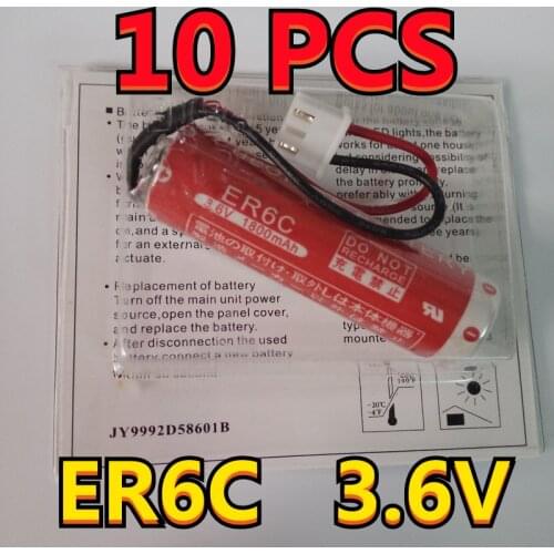 10PCS Original New For MAXELL AA 14500 ER6C 3.6V FX2N/1N PLC Lithium Battery With White Plug