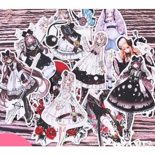 13PCS Gothic girl Lolita dream hand account sticker refrigerator suitcase skateboard mobile phone stickers