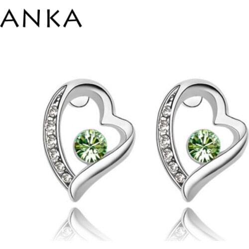 2020 heart Stud Earrings For Women Rhodium plated Jewelry Crystal Heart Earrings Many Color Optional #82945
