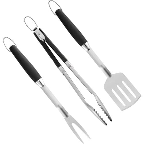 3pcs Stainless Steel Grill Utensil Set Barbecue Fork Tongs Grilling Spatula Portable Multifunction BBQ Grill Tool Kitchen Tools