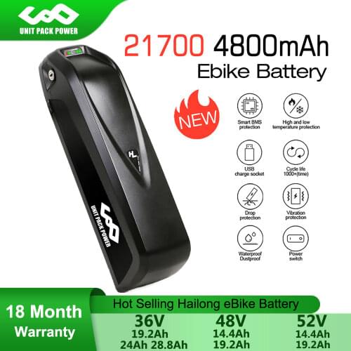 Electric Bicycle Battery 36V 28.8Ah 48V 24Ah 52V 19.2Ah 21700 Lithium Cell eBike Batteries for 1500W 1000W 750W 500W 350W Motor