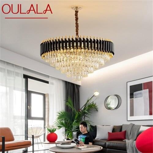 OULALA Black Chandelier Fixtures Postmodern Luxury Crystal Pendant Lamp Light Home LED for Living Dining Room