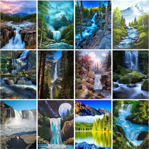 DIY 5D Diamond Painting Landscape Waterfall Cross Stitch Diamond Embroidery Scenic Rhinestone Picture Home Decor Wall Art